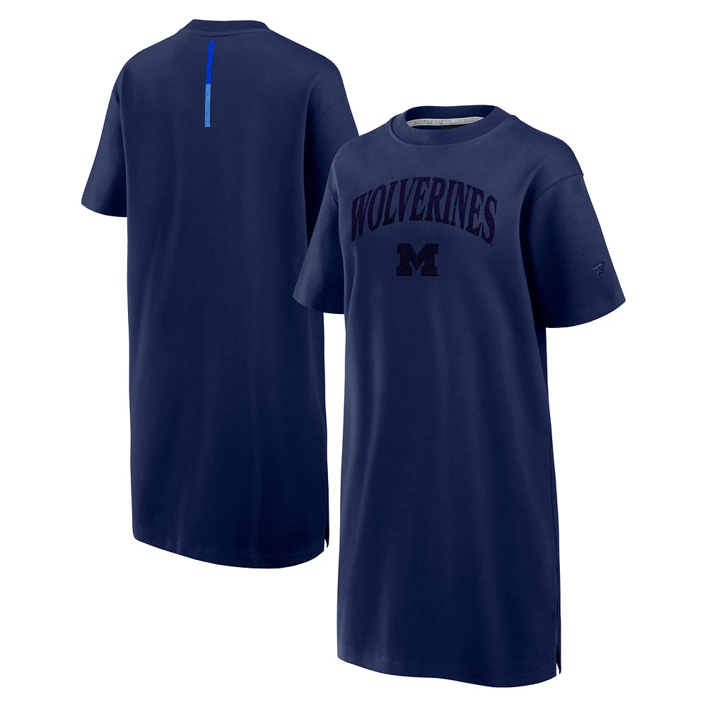 Women's Fanatics  Navy Michigan Wolverines Elements Go Tri-Blend T-Shirt Dress