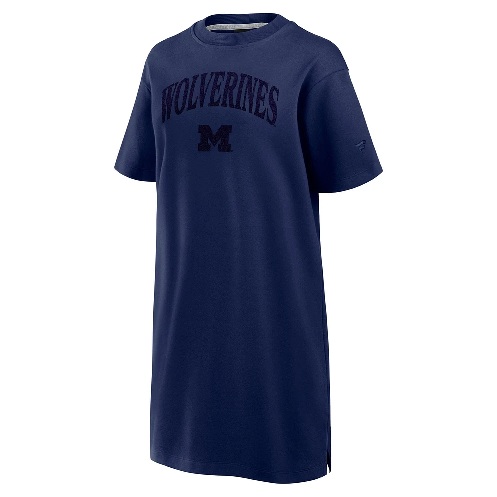 Women's Fanatics  Navy Michigan Wolverines Elements Go Tri-Blend T-Shirt Dress