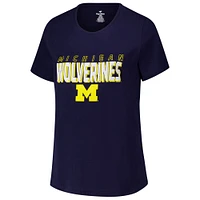 Women's Fanatics Navy Michigan Wolverines Plus Lean Scoop Neck T-Shirt
