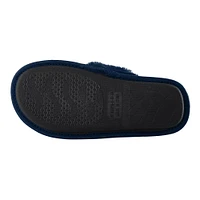 Women's FOCO Navy Michigan Wolverines Two-Tone Crossover Faux Fur Slide Slippers