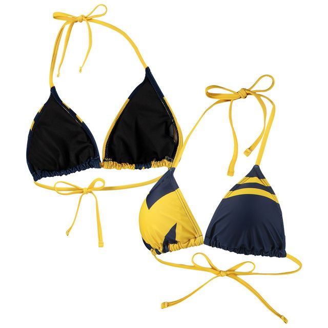Haut de maillot bain femme FOCO bleu marine Michigan Wolverines Wordmark