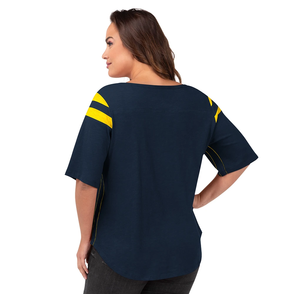 Women's G-III 4Her by Carl Banks Navy Michigan Wolverines Linebacker T-Shirt