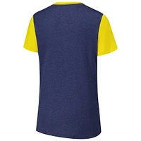 Women's G-III 4Her by Carl Banks Navy Michigan Wolverines Racer Crewneck Ringer T-Shirt