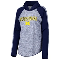Women's G-III 4Her by Carl Banks Navy Michigan Wolverines Underdog Bling Raglan Long Sleeve Hoodie T-Shirt
