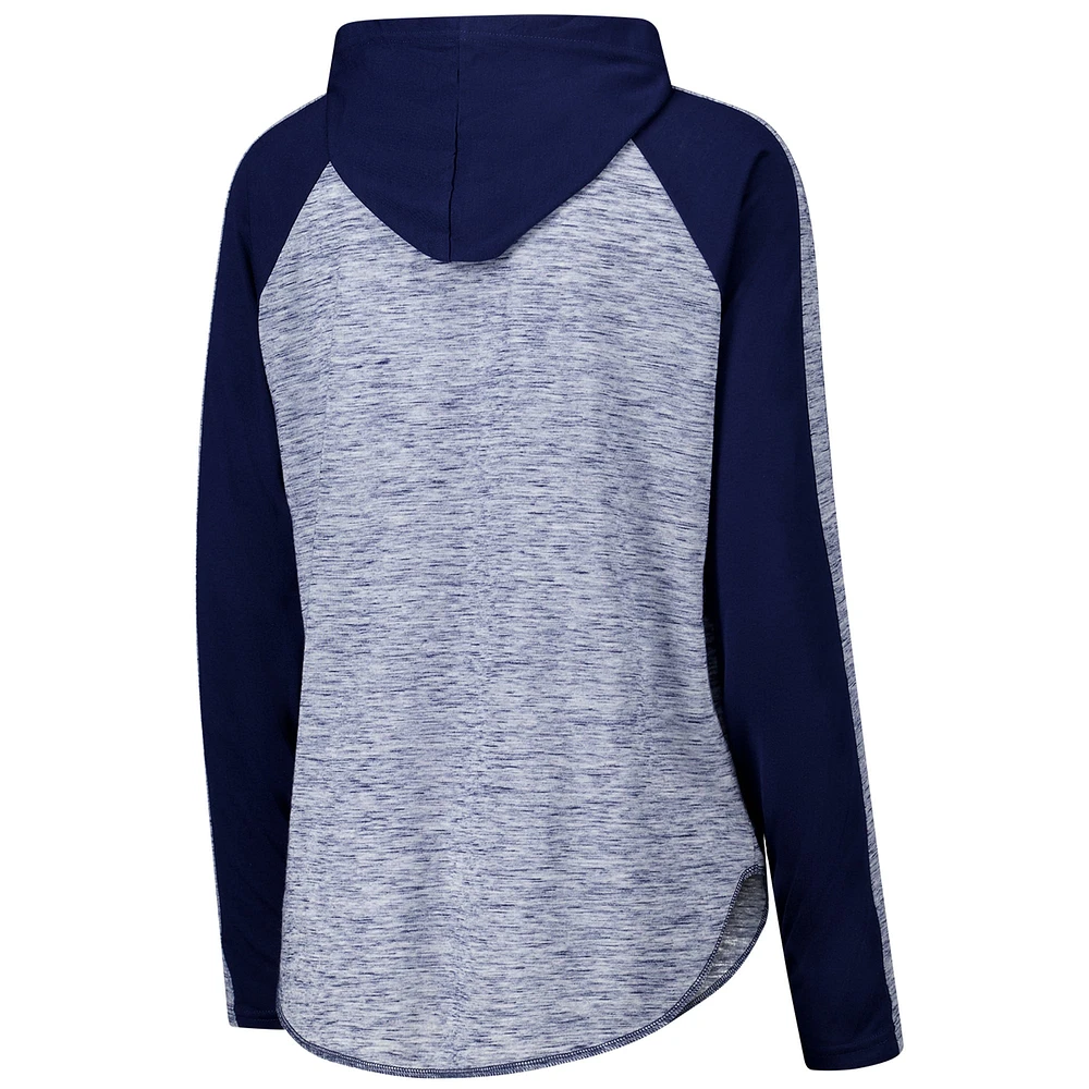 Women's G-III 4Her by Carl Banks Navy Michigan Wolverines Underdog Bling Raglan Long Sleeve Hoodie T-Shirt