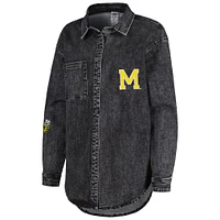 Women's Gameday Couture Charcoal Michigan Wolverines Multi-Hit Tri-Blend Oversized Button-Up Denim Jacket