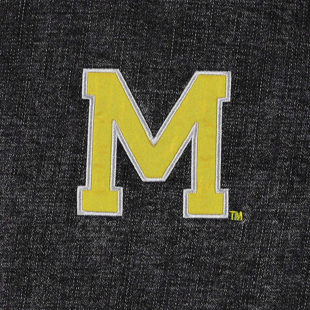 Women's Gameday Couture Charcoal Michigan Wolverines Multi-Hit Tri-Blend Oversized Button-Up Denim Jacket