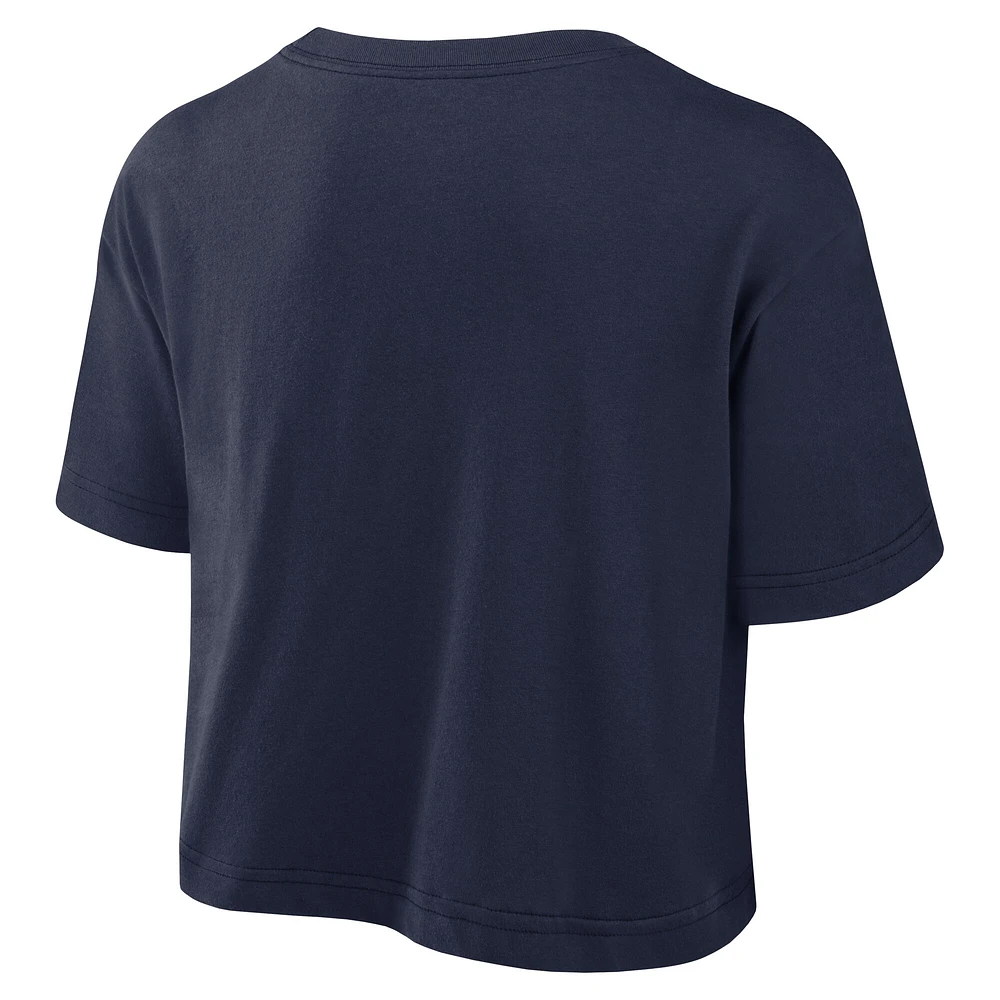 T-shirt court Jordan Brand bleu marine Michigan Wolverines Athletic Prep Arch Performance pour femme