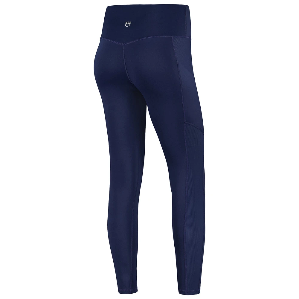 Women's KadyLuxe  Navy Michigan Wolverines 7/8 Mixed Media Pocket iLeggings