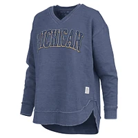 Women's Pressbox  Navy Michigan Wolverines Westin Poncho V-Neck Pullover Sweatshirt