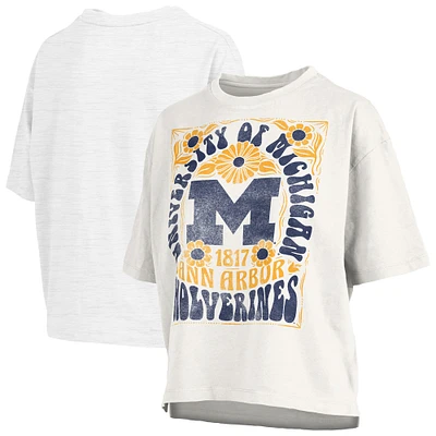 T-shirt surdimensionné blanc Harmony pour femme Pressbox Michigan Wolverines