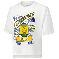 Women's Pressbox White Michigan Wolverines Rock & Roll Slub T-Shirt