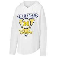 Women's Pressbox White Michigan Wolverines San Bruno Hoodie Long Sleeve T-Shirt