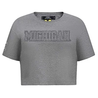 Women's Pro Standard Heather Charcoal Michigan Wolverines Tonal Neutral Boxy Cropped T-Shirt