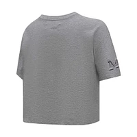 Women's Pro Standard Heather Charcoal Michigan Wolverines Tonal Neutral Boxy Cropped T-Shirt