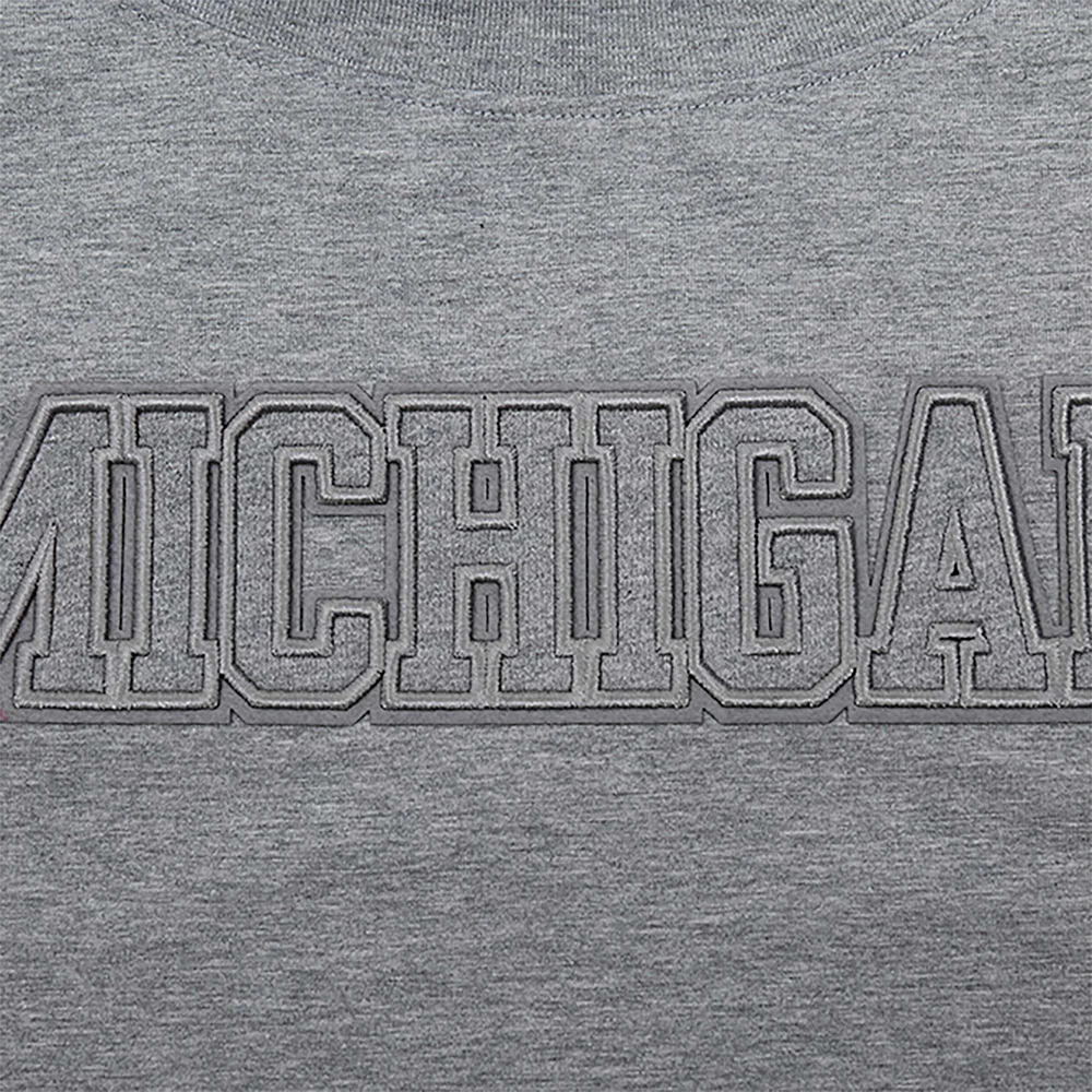 Women's Pro Standard Heather Charcoal Michigan Wolverines Tonal Neutral Boxy Cropped T-Shirt