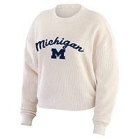 Women's WEAR by Erin Andrews  Cream Michigan Wolverines Rib-Knit Long Sleeve T-Shirt & Pants Lounge Set
