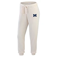 Women's WEAR by Erin Andrews  Cream Michigan Wolverines Rib-Knit Long Sleeve T-Shirt & Pants Lounge Set