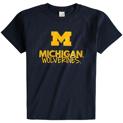 T-shirt à col rond Michigan Wolverines bleu marine pour jeune