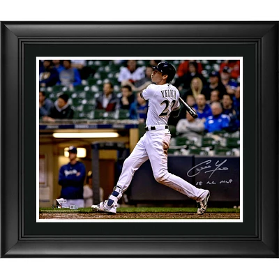 Christian Yelich Milwaukee Brewers Framed Autographed 16" x 20" Horizontal Swinging Photograph with "18 NL MVP" Inscription