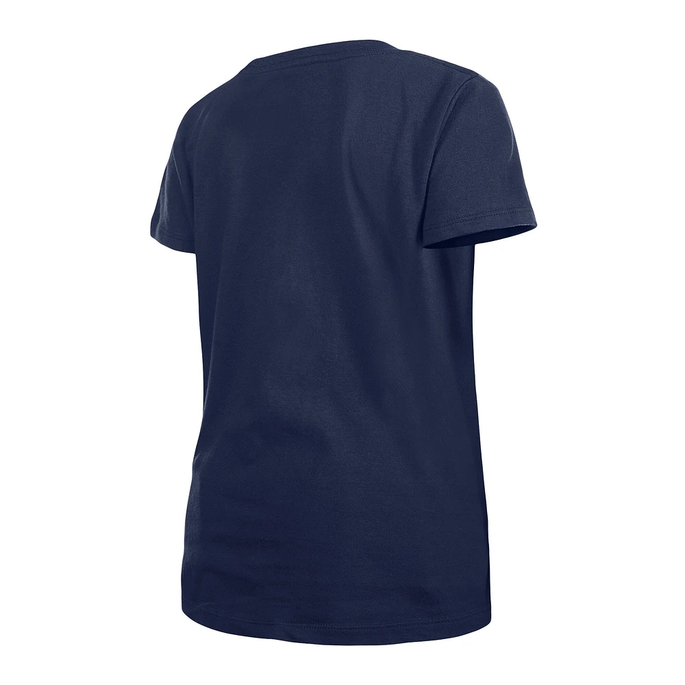 Girls Youth New Era Navy Milwaukee Brewers Flip Sequin Team V-Neck T-Shirt