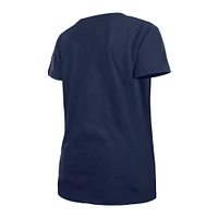 Girls Youth New Era Navy Milwaukee Brewers Flip Sequin Team V-Neck T-Shirt