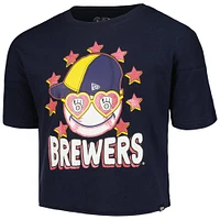Girls Youth New Era Navy Milwaukee Brewers Team Half Sleeve T-Shirt