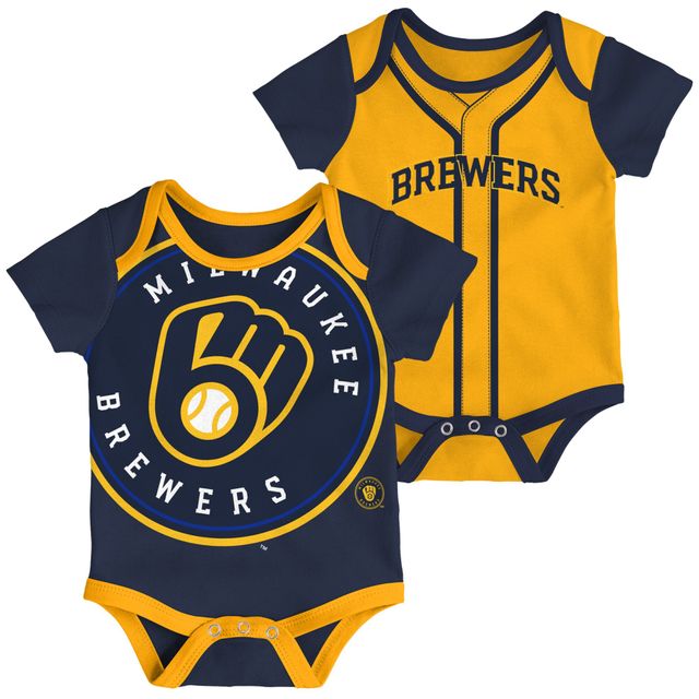 Ensemble de 2 bodys doubles Milwaukee Brewers bleu marine/or pour bébé