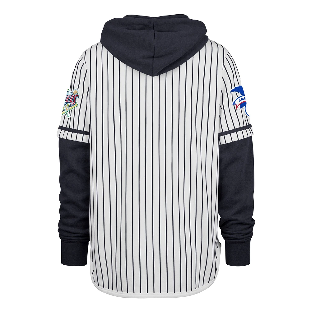 Men's '47 White Milwaukee Brewers Pinstripe Double Header Pullover Hoodie