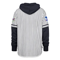 Men's '47 White Milwaukee Brewers Pinstripe Double Header Pullover Hoodie