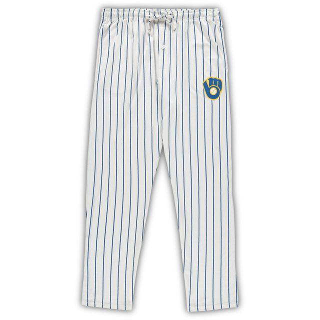 Ensemble de nuit à fines rayures Concepts Sport White/Royal Milwaukee Brewers pour hommes