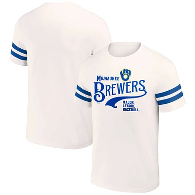 Men's Darius Rucker Collection by Fanatics Cream Milwaukee Brewers Yarn Dye Vintage T-Shirt