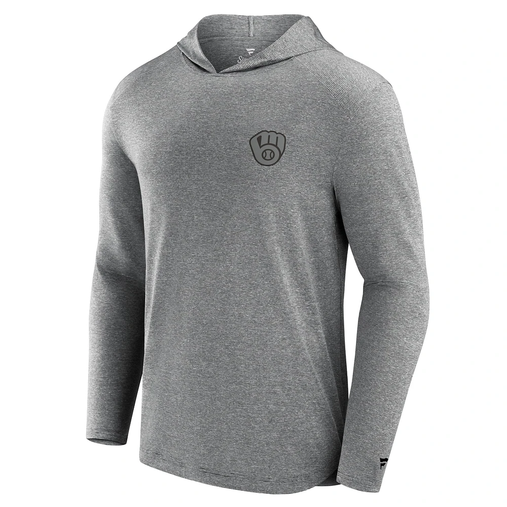 Men's Fanatics Black Milwaukee Brewers Front Office Tech Lightweight Hoodie T-Shirt