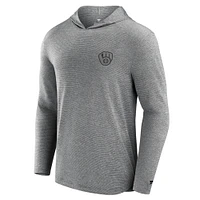 Men's Fanatics Black Milwaukee Brewers Front Office Tech Lightweight Hoodie T-Shirt