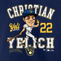 T-shirt fanatiques pour hommes Christian Yelich Navy Milwaukee Brewers Hometown Caricature