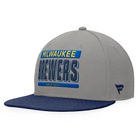 Men's Fanatics Gray/Navy Milwaukee Brewers Line Drive Two-Tone Snapback Hat