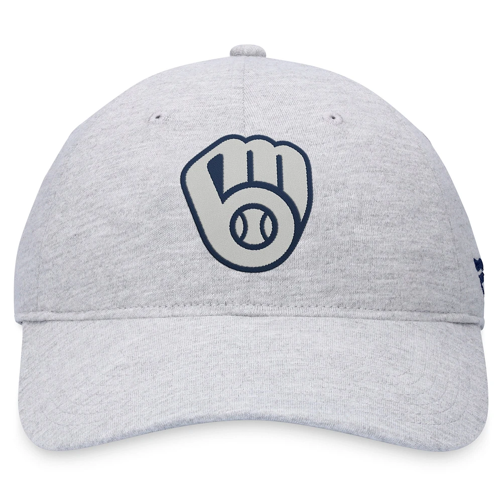 Men's Fanatics Gray Milwaukee Brewers Logo Adjustable Hat