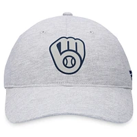 Men's Fanatics Gray Milwaukee Brewers Logo Adjustable Hat