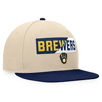 Men's Fanatics Khaki/Navy Milwaukee Brewers Cycle Snapback Hat