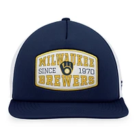 Men's Fanatics  Navy Milwaukee Brewers Foam Front Patch Trucker Snapback Hat