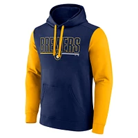 Men's Fanatics Navy Milwaukee Brewers Outline Fleece Pullover Hoodie