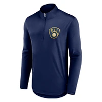 Men's Fanatics Navy Milwaukee Brewers Tough Minded Lightweight Quarter-Zip Pullover