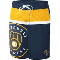 Men's G-III Sports by Carl Banks Navy Milwaukee Brewers Sea Wind Swim Shorts