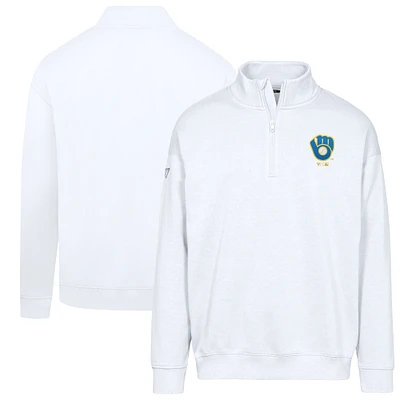 Men's Levelwear  White Milwaukee Brewers Cooperstown Collection Murray Quarter-Zip Sweatshirt