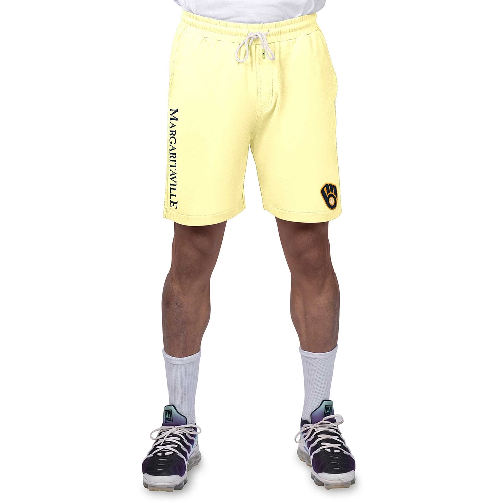 Short en French Terry pêche pour hommes, Margaritaville jaune Milwaukee Brewers