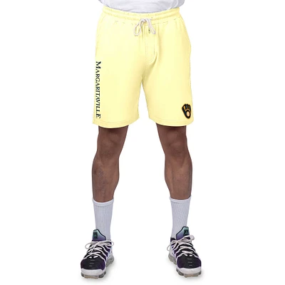 Short en French Terry pêche pour hommes, Margaritaville jaune Milwaukee Brewers