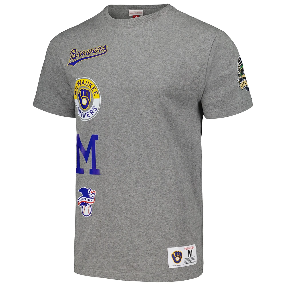 Men's Mitchell & Ness Heather Gray Milwaukee Brewers Cooperstown Collection City T-Shirt
