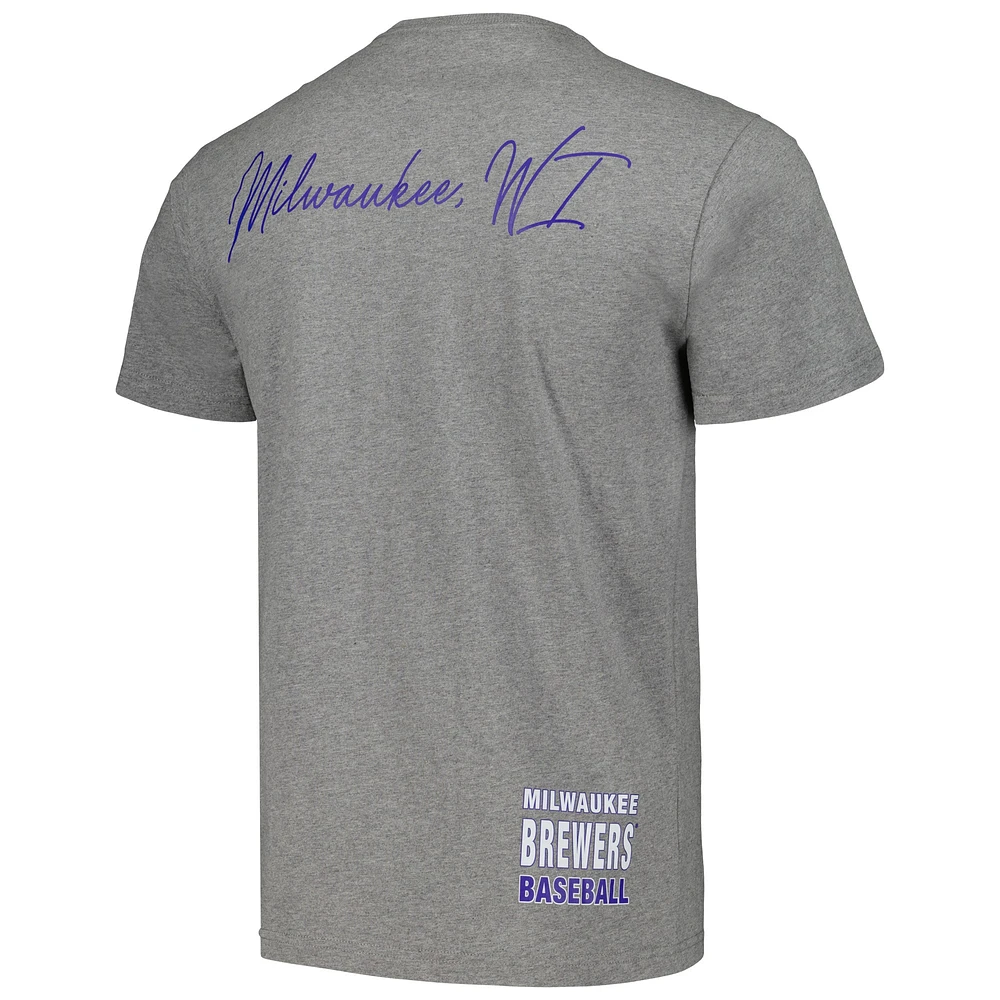 Men's Mitchell & Ness Heather Gray Milwaukee Brewers Cooperstown Collection City T-Shirt