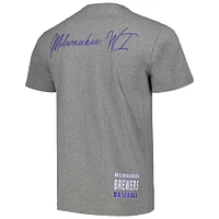 Men's Mitchell & Ness Heather Gray Milwaukee Brewers Cooperstown Collection City T-Shirt