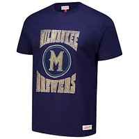Men's Mitchell & Ness Navy Milwaukee Brewers Arched Logo Slub T-Shirt
